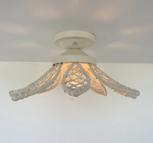 IVORY Natural FLORAL Ceiling Light Fixture