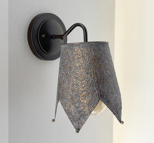 Jubilant Ornate Copper Wall Sconce Light Fixture
