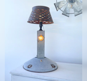 Original Antique Chicken Feeder Tall Farm Table Lamp