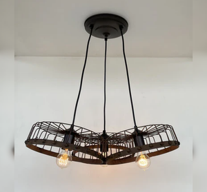 Rustic Industrial Wagon Wheel CHANDELIER TRIO Light