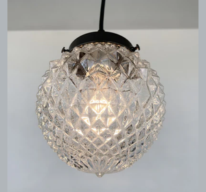Rare Diamond Antique 1930's Glass Pendant Lighting