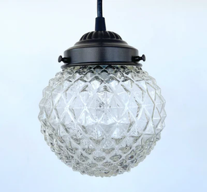 Rare Diamond Antique 1930's Glass Pendant Lighting