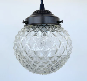 Rare Diamond Antique 1930's Glass Pendant Lighting