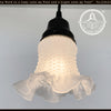 Antique 1950s frosted glass hobnail ruffle pendant lamp
