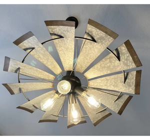 Farmhouse Windmill STATIONARY Chandelier Lighting Fixture 30"
