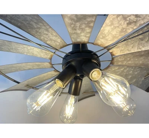 Farmhouse Windmill STATIONARY Chandelier Lighting Fixture 30"
