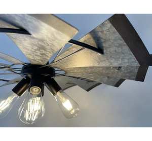 Farmhouse Windmill STATIONARY Chandelier Lighting Fixture 30"