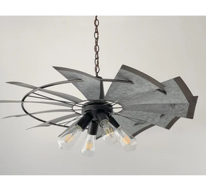 Farmhouse Windmill STATIONARY Chandelier Lighting Fixture 30"
