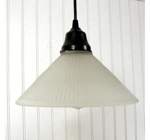 RARE Frosted Antique Holophane Glass Pendant Light Fixture - The Lamp Goods