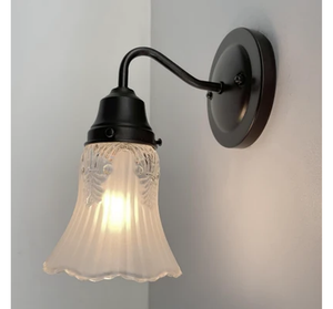 Vanity Sconce Wall Light 1950s Fixture Frost & Clear Antique Vintage Glass