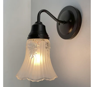 Vanity Sconce Wall Light 1950s Fixture Frost & Clear Antique Vintage Glass