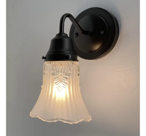 Vanity Sconce Wall Light 1950s Fixture Frost & Clear Antique Vintage Glass