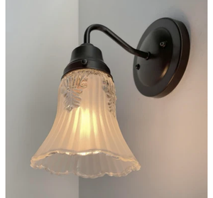 Vanity Sconce Wall Light 1950s Fixture Frost & Clear Antique Vintage Glass