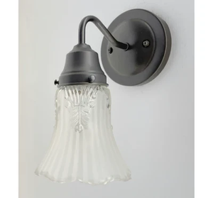 Vanity Sconce Wall Light 1950s Fixture Frost & Clear Antique Vintage Glass