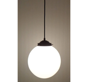 Vintage Opal Milk Glass PENDANT Light - 12" Globe - The Lamp Goods