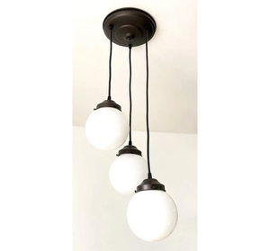 Milk Glass Chandelier Pendant Trio