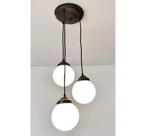 Milk Glass Chandelier Pendant Trio