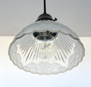 Holophane Floral Pressed 1960's Pendant