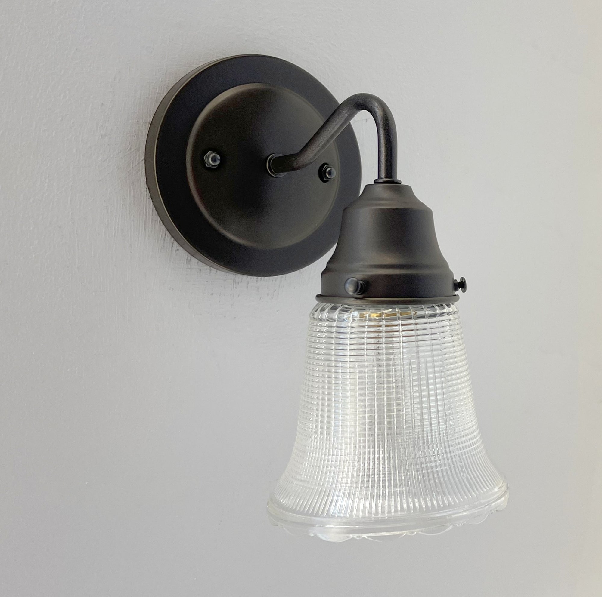 Antique Holophane Glass Wall Sconce with Scallop