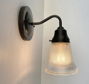 Antique Holophane Glass Wall Sconce with Scallop