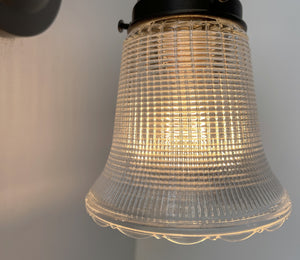 Antique Holophane Glass Wall Sconce with Scallop