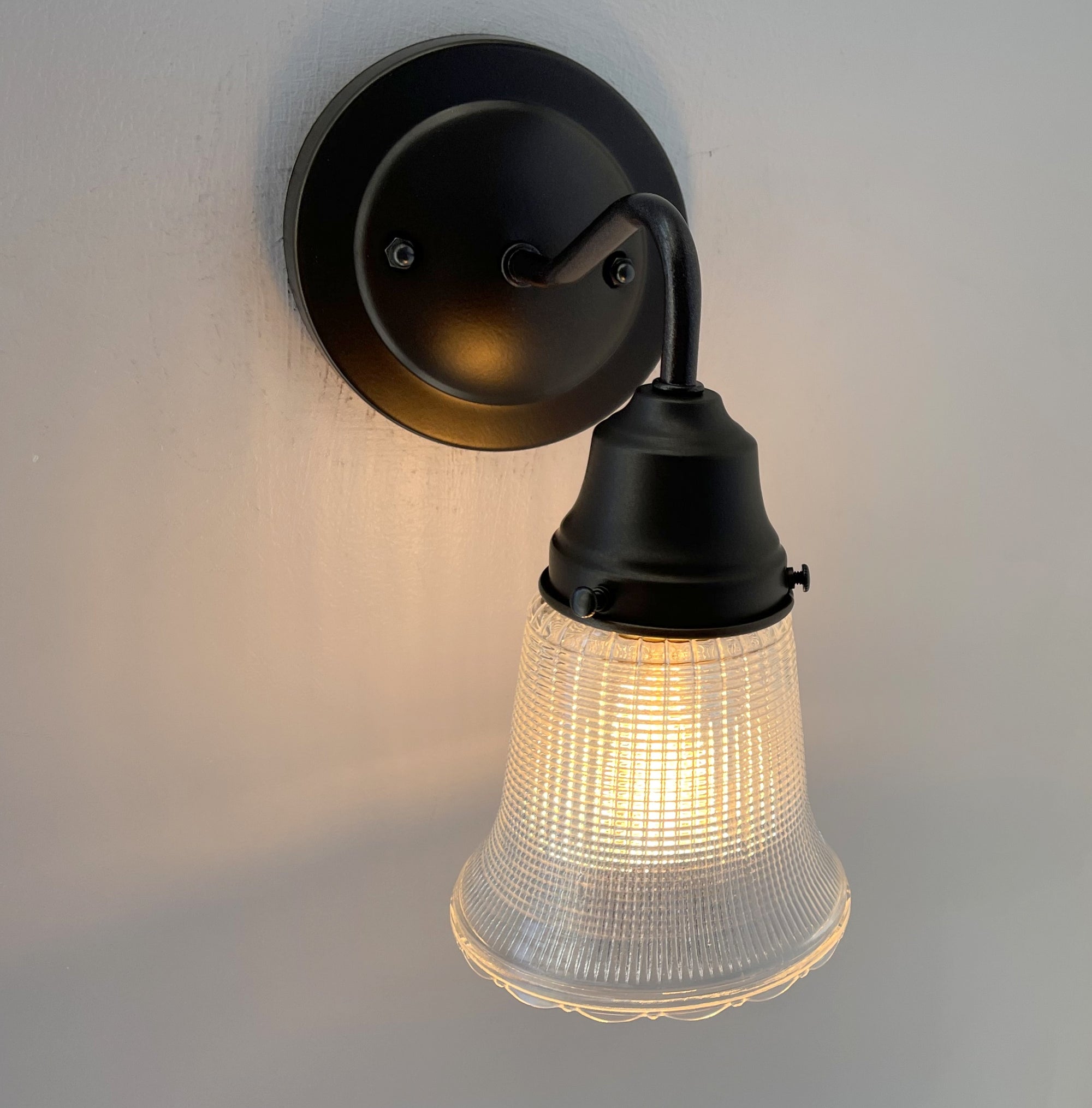 Antique Holophane Glass Wall Sconce with Scallop