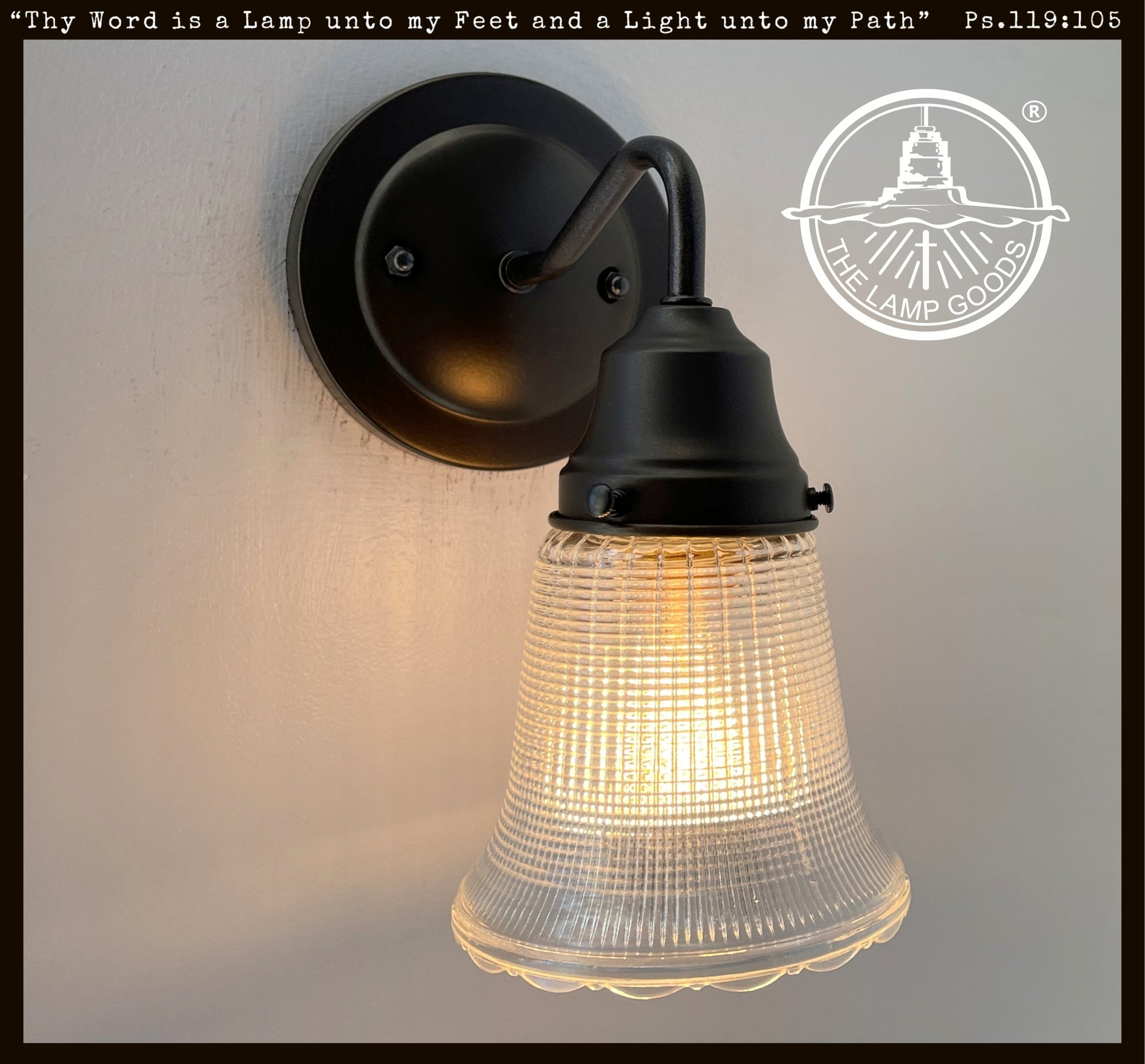 Antique Holophane Glass Wall Sconce with Scallop