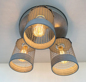 Silo Trio Galvanized Metal Farmhouse Ceiling Light