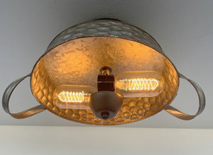 Flat Rustic Tub Ceiling Light Galvanized Beehive