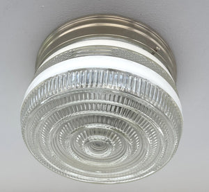 RETRO 1960's Antique DRUM Flush Mount Ceiling Light Brushed Nickel