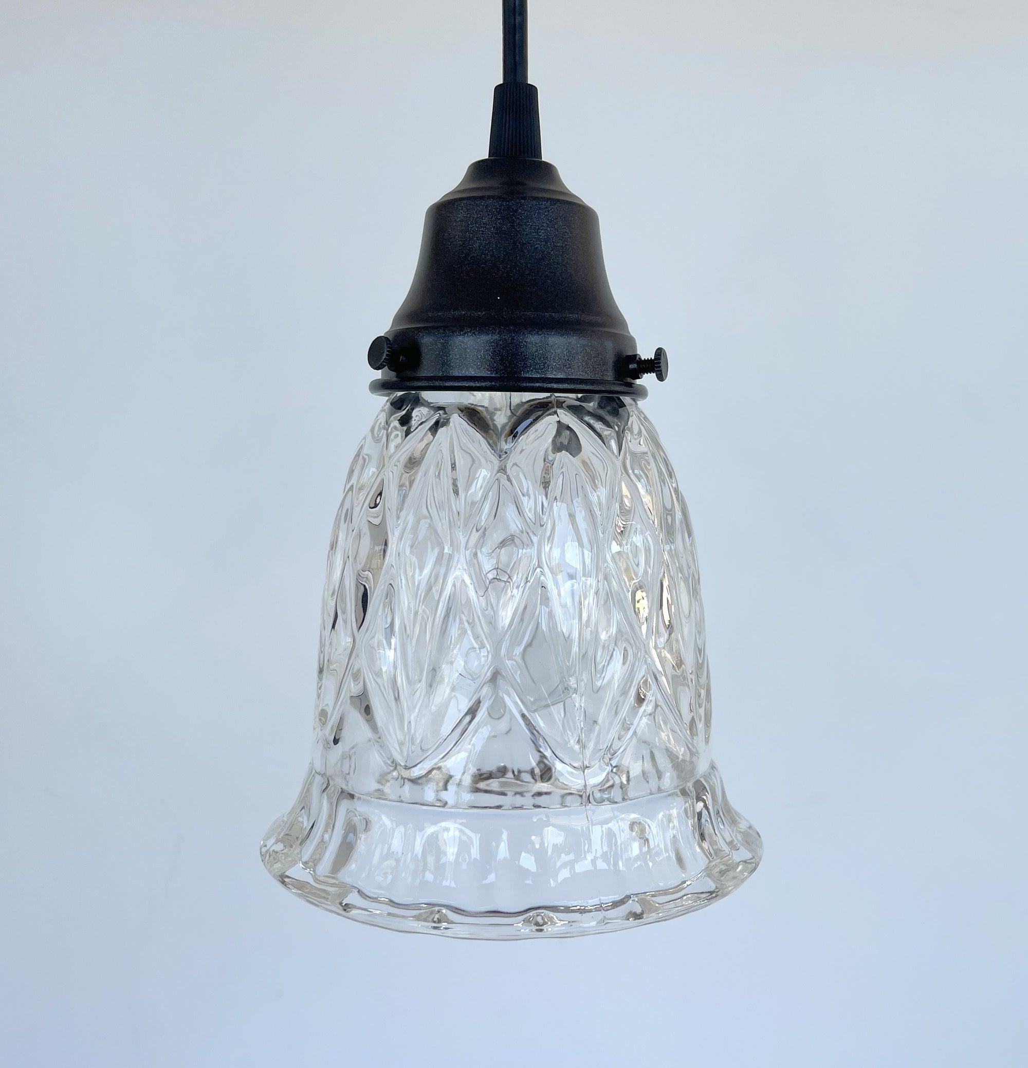 Large Pressed 1950's  Glass Pendant Light