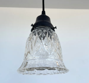 Large Pressed 1950's  Glass Pendant Light