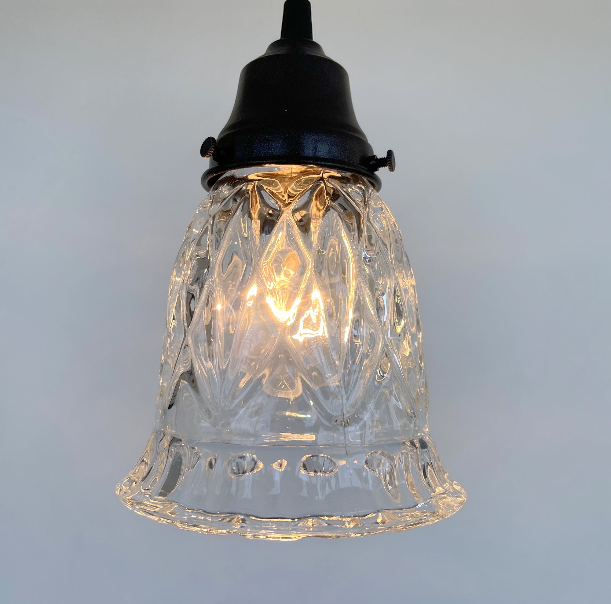 Large Pressed 1950's  Glass Pendant Light