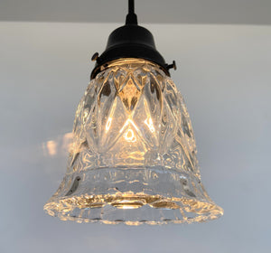 Large Pressed 1950's  Glass Pendant Light