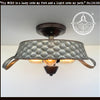 Rustic galvanized metal beehive ceiling light fixture with three lights; The Lamp Goods.
