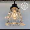 Clear pressed glass 1950s pendant light with black canopy; The Lamp Goods.

