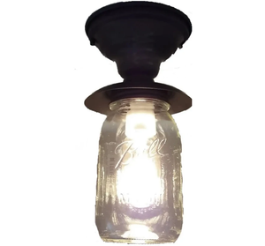 Mason Jar New Quart Outdoor Porch Farmhouse Ceiling Light Fixture - The Lamp Goods
