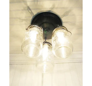 Mason Jar Vintage Quart Chain Trio Ceiling Light