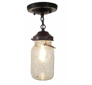 Vintage Mason Jar Quart Ceiling LIGHT With Chain - The Lamp Goods