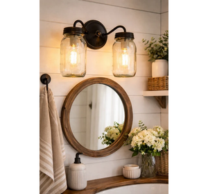 Mason Jar New Quart DOUBLE Wall Sconce Light Fixture