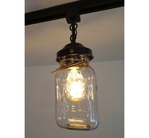 Rustic Vintage Mason Jar Quart TRACK LIGHT Chain Trio
