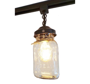 Rustic Vintage Mason Jar Quart TRACK LIGHT Chain Trio