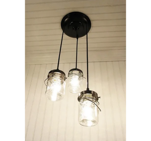 Vintage Pint Mason Jar Chandelier Pendant Trio