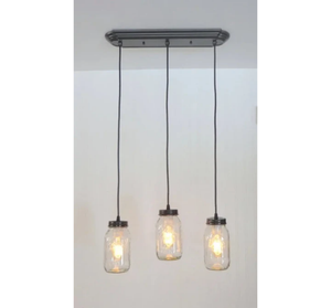 Mason Jar New Quart CHANDELIER Pendant Trio Rectangular