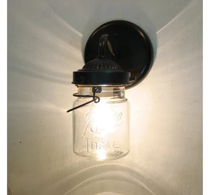 Vintage Mason Jar Pint WALL LIGHT Sconce