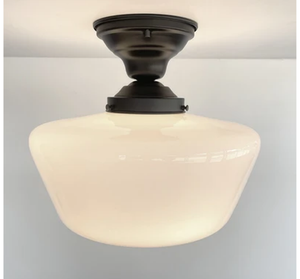 Large Urban Schoolhouse Milk Glass |12"| Ceiling Light