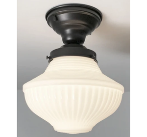 Traditional Milk Glass Semi-Flush Ceiling Light | 8.25"