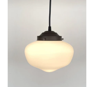 Modern Milk Glass Schoolhouse Pendant Light | 8" - The Lamp Goods