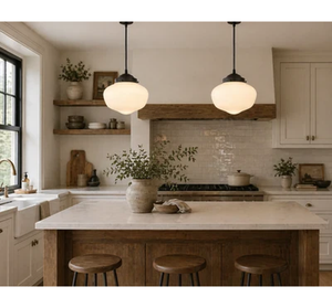 Modern Milk Glass Schoolhouse Pendant Light | 8" - The Lamp Goods