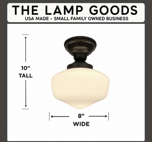 Modern Schoolhouse Milk Glass Ceiling Light | 8" - The Lamp Goods